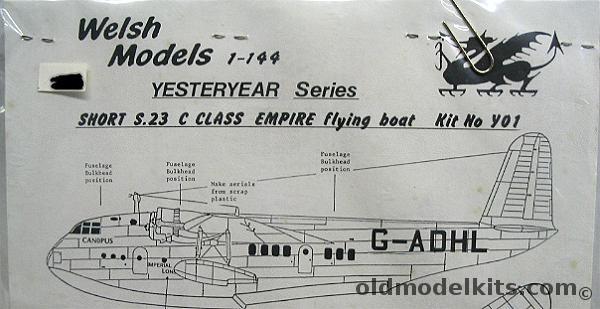 Welsh 1/144 Short S.23 C Class Empire Flying Boat, Y01 plastic model kit